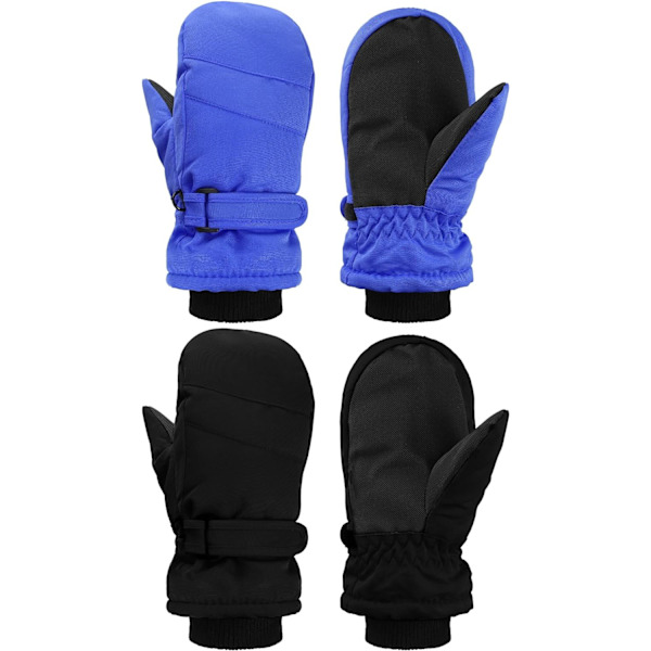 INIOR 2 par barnsnövantar Vattentäta vinter skidhandskar Varmt tjocka snöhandskar för flickor pojkar Royal Blue, Bla 5-8 år