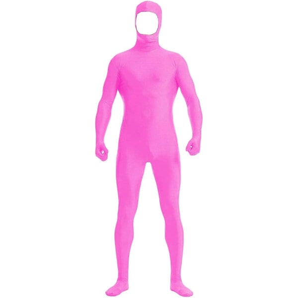 ler Spandex för män och kvinnor med öppet ansikte Helkropps Zentai Costume Bodysuit Hot Pink Large