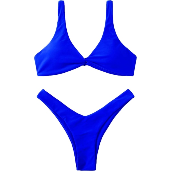 dusa Dam Twist Front High Cut String Tvådelad Bikini Set Baddräkt Royal Blue X-Small