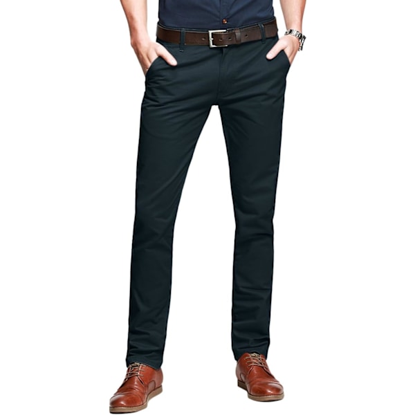ch herr Slim Tapered Flat Front Casual byxor mörk mossgrön 29
