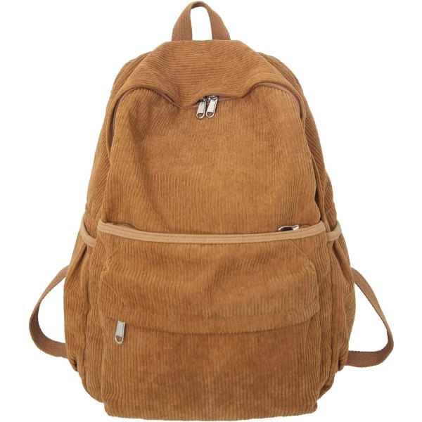 ppy Corduroy Ryggsäck Estetisk Ryggsäck 15,6 tum Laptop College Ryggsäck Söt Bokväska Reseryggsäck Dagryggsäck Brun En Storlek