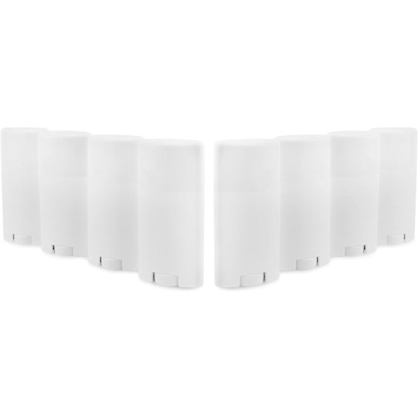 8-pack med 75 ml tomma deodoranthållare; BPA-fria PP-plast vita twist-up påfyllningsbara tuber för DIY-deodorant, aromaterapi, hälbalsam, insektsmedel, etc.