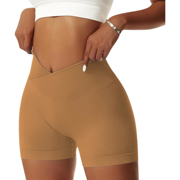 tvie Dam Workout Gym Shorts Booty V Cross Spandex Yoga Biker Shorts Scrunch Butt Högmidjade Atletiska Leggings