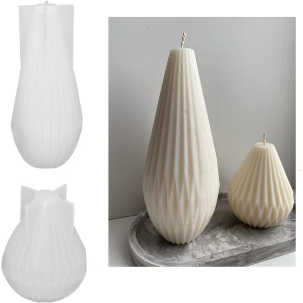 YS 2-pack ljusformar, geometrisk form DIY-form enkel linjeform vaxform, päronform + vattenflaskeform silikonform päron + vattenflaska