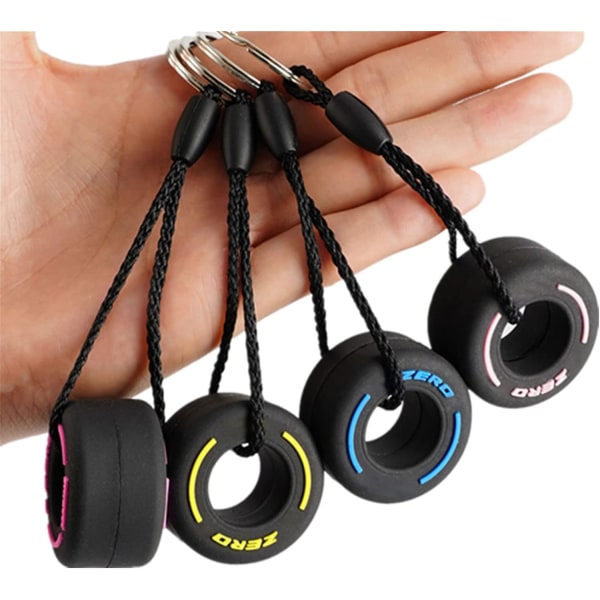 s Racing Tire Nyckelring, Hjul Däck Auto Nyckelring Dekoration Charms Bästa Gåvor för Unisex, Flerfärgad, Medium