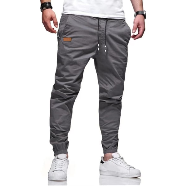 Utomhus Jogging Casual Byxor Slim Joggers Träning Byxor för Löpning Sweatpants Vandring Järn Grå Stor