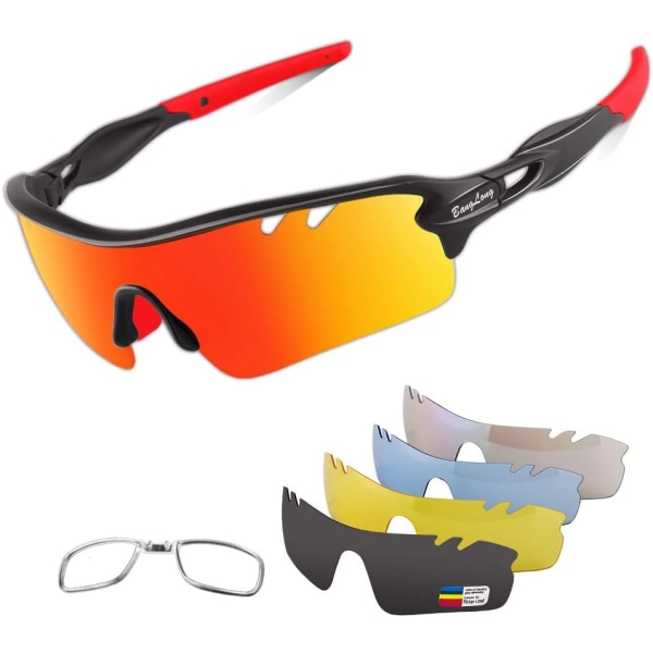 Parized Sports Solglasögon Cykelsolglasögon för män kvinnor med 5 utbytbara linser för löpning Baseball Golfkörning