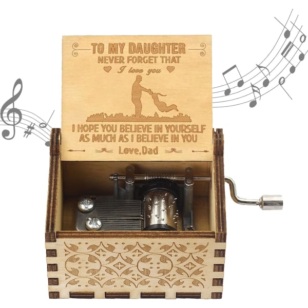 CYTOOL You are My Sunshine Music Box, Vintage Wood Hand Crank Carved Musical Box for Daughter, Antik snidade träspeldosa, present till dottern från