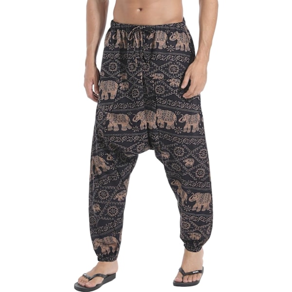 NMILUMS Herr Dam Baggy Hippie Boho Gypsy Yoga Aladdin Harem Byxor Brun 3X-Large