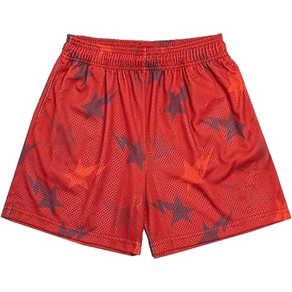 MLEMON Mesh Graphic Print Shorts för män, avslappnade träningsshorts, coola shorts, gym, basket, löpning