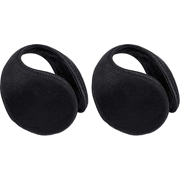 INIOR 2-pack fleece-öronskydd vinter för män kvinnor öronvärmare fleece-öronskydd vintertillbehör för män kvinnor barn svart