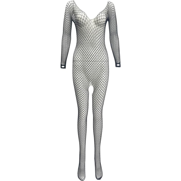 PSK Dam Fishnet Bodysuit Hollow Out Strumpbyxor Helkropp Babydoll Lingerie Bodystockings Underkläder Svart En Storlek