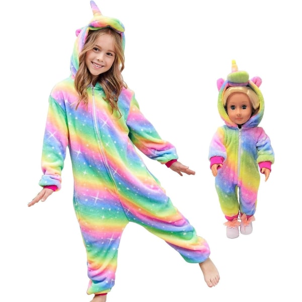HovoX Barn Enhörning Pyjamas Onesie Matchande Dockor & Flickor