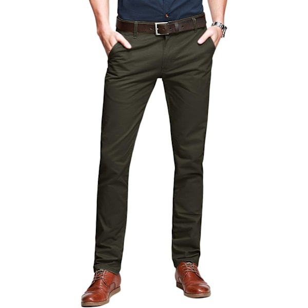 ch herr Slim Tapered Flat Front Casual byxor 8128 Army Green 30