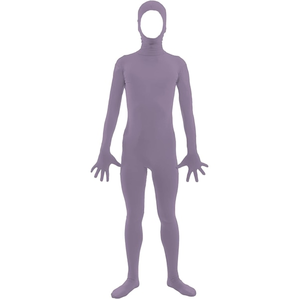 ler herr och dam spandex öppen ansikte helkropp zentai kostym body grå X-Large