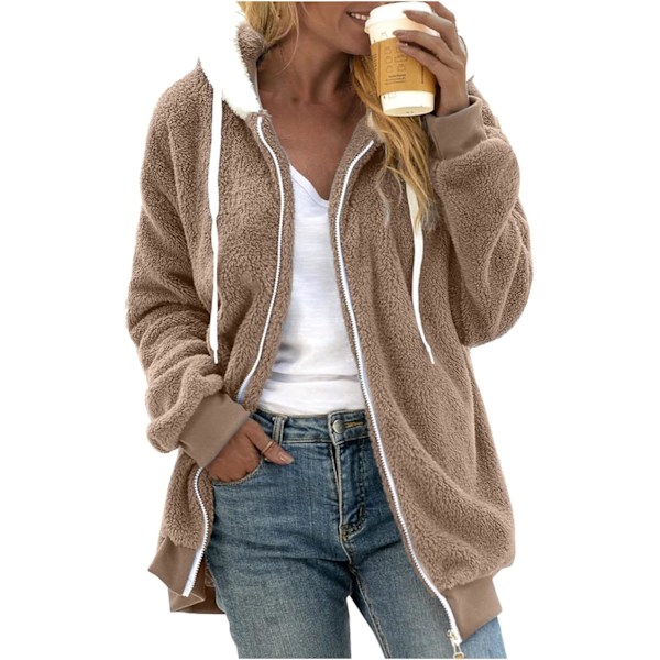 Dam vinter fuzzy fleece jacka huva färgblock lapptäcke kofta rockar oversized fluffig sherpa ytterkläder med fickor