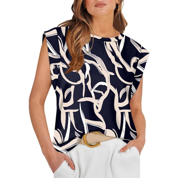 EFAN Ärmlösa toppar för kvinnor Sommartröjor Casual Tank Tops Basic T-shirts Lös passform 2024 Trendigt tryck Grafik Liten
