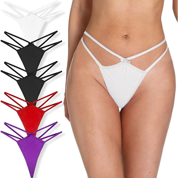 y Stretch Blend Micro T Back Low Rise Cheeky Exotic Thongs Variety invisible Patterns Women Underwear Regular & Plus Siz 5 Pcs Thong Typ Small