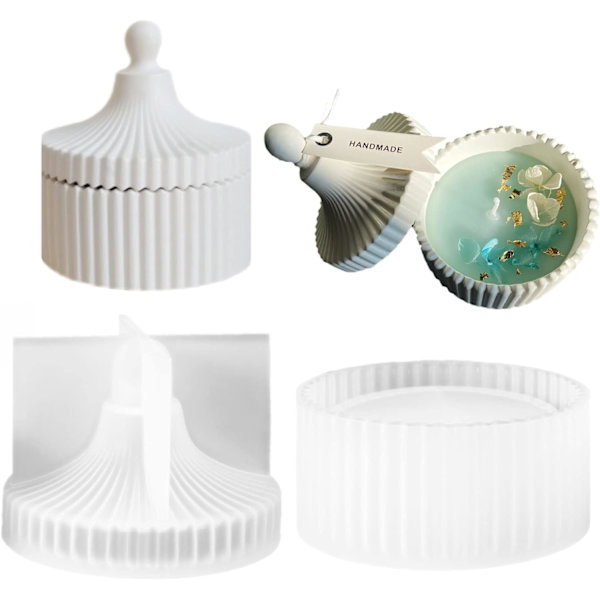 YS Jar Resin Molds Silicone Set, Oval Coaster Molds och Bottle Shape Container Moulds, Round Vase Molds för Storage Bott cirkulär stripe