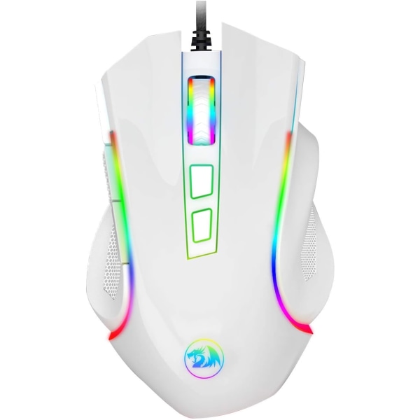 Rragon M602 RGB Trådbunden spelmus RGB Spectrum Bakgrundsbelyst ergonomisk mus Griffin Programmerbar med 7 bakgrundsbelysningslägen upp till 7200 DPI för Windows PC Ga