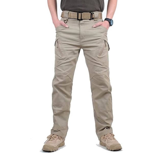 UOY IX9 Soldier Tactical Vattentäta Byxor Utomhus Strid Vandring, Taktiska Ripstop Cargobyxor, Utomhus Vandring Arbetsbyxor Khaki 3X-Large