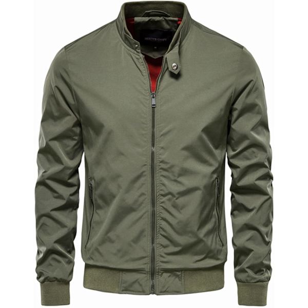's Ståkrage Bomberjacka Utomhusrock Casual Solid Ytterkläder Businessjacka Grön 4X-Large