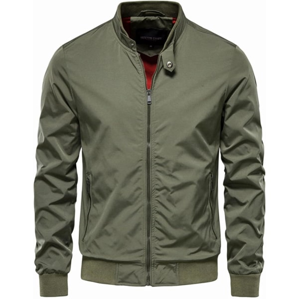 's Ståkrage Bomberjacka Utomhusrock Casual Solid Ytterkläder Businessjacka Grön X-Large