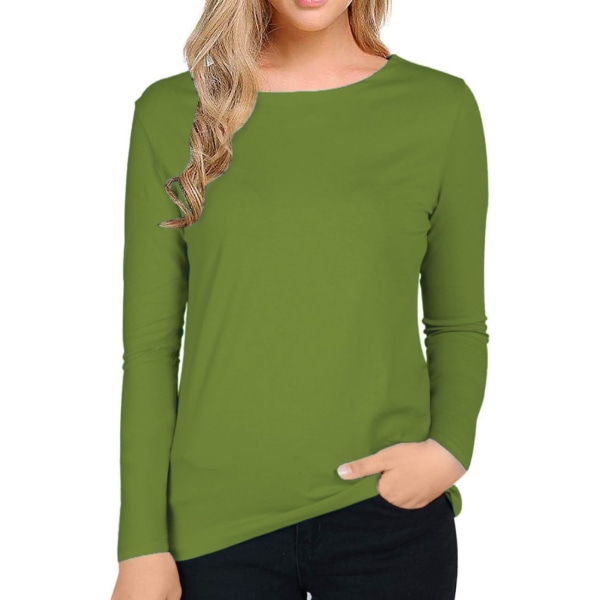oco 80-tals off Shoulder-tröjor för damer Kortärmad Casual Loose Fit Blus T-shirt Solid Grön Medium