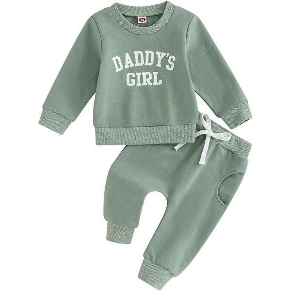 Daddys Girl långärmad pullover sweatshirt stretch joggingbyxor spädbarn höst vinter outfit