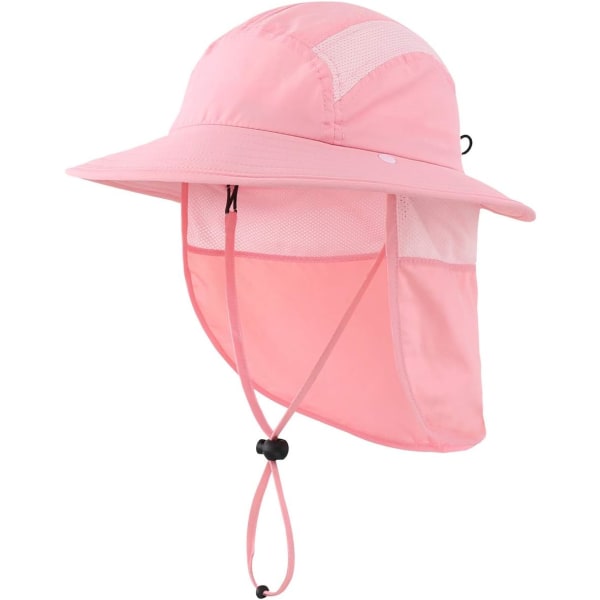 racy Barn Kids Boys Outdoor UPF50+ Bucket Sun Hat med nackskydd Bred Brätte Solskydd Hat Rosa