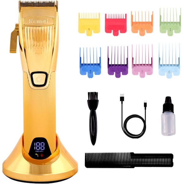 KEI Professionella hårklippare, sladdlös Pro Outlining Trimmer med 8 skydds kammar: Nära klippning skäggtrimmer för män, Zero Gapped Clipper för barn, S