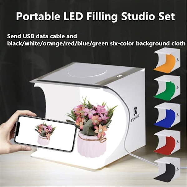 Fding Bärbar Ljuslåda med LED, Fotostudio Fotografering Med Mjuk