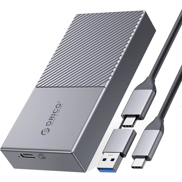 Uppgraderad M.2 NVME SSD-hölje 40 Gbps PCIe3.0x4 USB C-adapter, aluminium NVME PCIe 2280 M-Key(B+M Key) externt Solid State Drive-fodral, stödjer Thunderbolt 3/4 USB3.2/3.1/3.0/Type C 40 Gbps - Grå