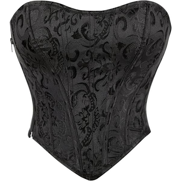 MMUO Kvinnors Korsett Toppar Sexig Bustier Crop Top Sommar Utekväll Strapless Midjebälte BH Svart Blommig X-Small