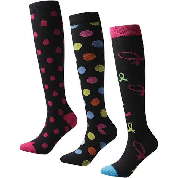 ch Kompressionsstrumpor Kvinnor & Män 3/6 Par Bäst för Löpning, Idrott, Resor #WZ034 3pcs-07 Small-Medium