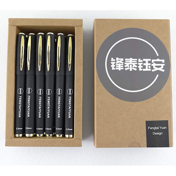 Fgtaiyuan P18, Gelbläckpennor, Svart bläck, 0,5 mm, Skrivs smidigt, Extra spets, Matt typ, 18-pack