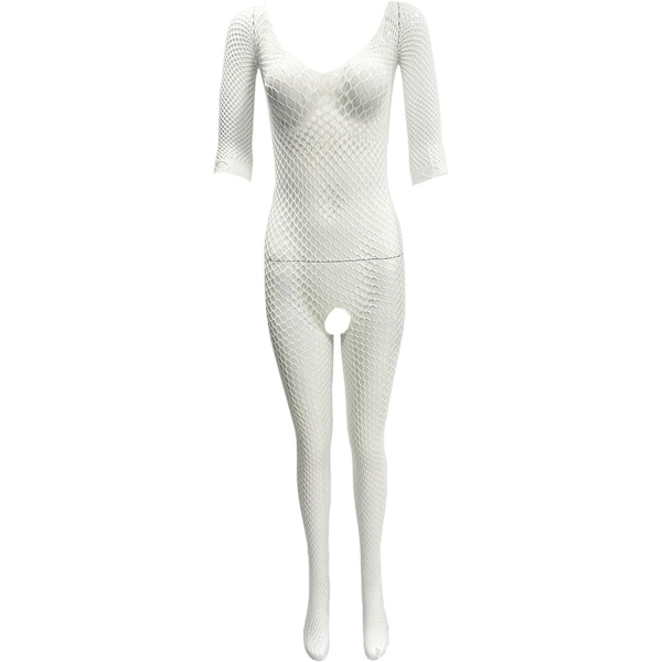 PSK Dam Fishnet Bodysuit Hollow Out Strumpbyxor Helkropp Babydoll Lingerie Bodystockings Underkläder Vit En Storlek