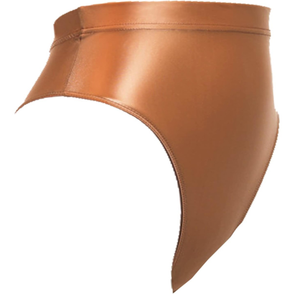 udmall Dam High Cut Thongs Briefs Balett Dans Underkläder Booty Shorts Shiny Panties Style-2-kaffe X-Large