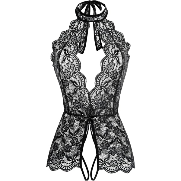 boon Damkläder En Delig Body Lingerie Spets Sexig Baby Dolls Teddy Nattkläder Svart Stor