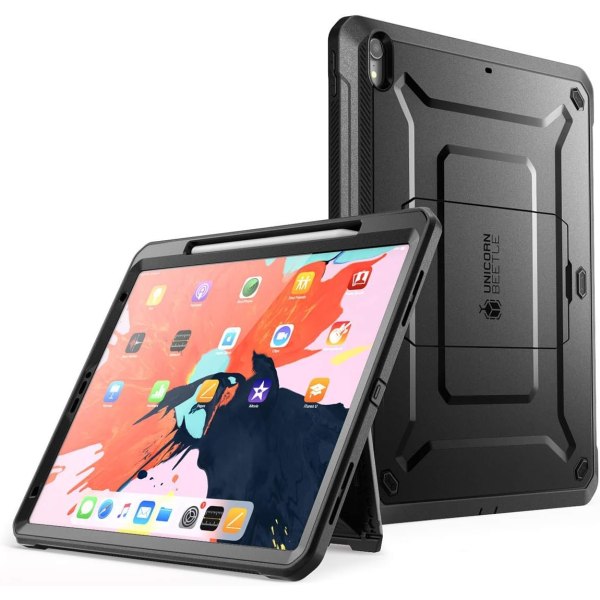 CASE UB Pro Series- case för iPad Pro 11 2018, stöder pennladdning med inbyggt skärmskydd Full-Body Rugged Ki Black