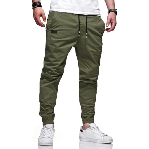 Utomhus Jogging Casual Byxor Slim Joggers Träning Byxor för Löpning Sweatpants Vandring Gräs Grön Medium