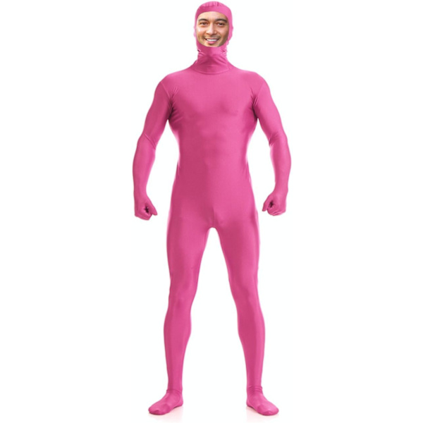 amHigh DH herr- och damlycra spandex heldräkt zentai-dräkt - öppet ansikte rosa medium