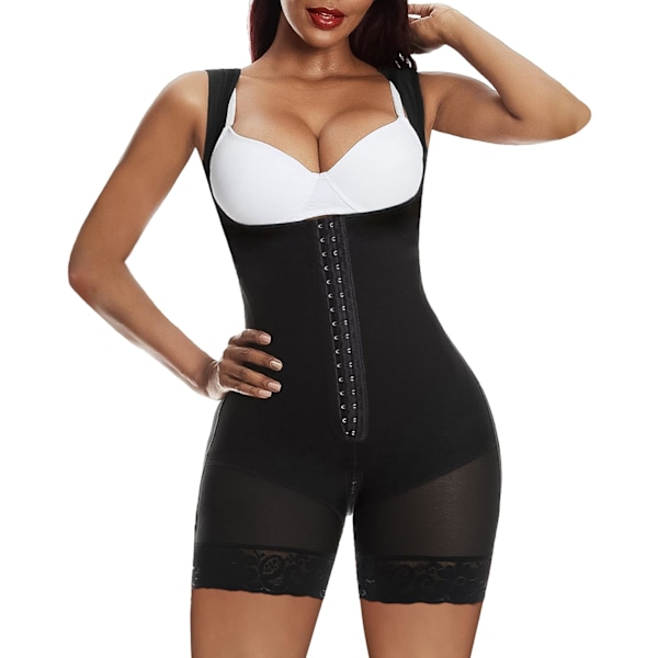 RX Shapewear för kvinnor Tummy Control Fajas Colombianas Hög kompression Body Shaper med dragkedja gren Svart X-Large