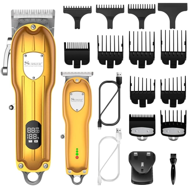 SKER Hårklippare för män Professionell hårtrimmer Frisörklippare Set Sladdlös hårklippningssats LED-skärm USB Uppladdningsbar