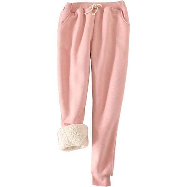 MEA Dam Warm Sherpa Fodrade Atletiska Träningsoveraller Fleece Joggers Byxor Rosa Stor
