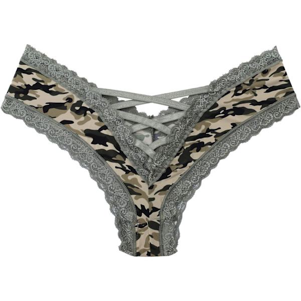 ishie Sexiga V-rygg Criss Cross Trosor Grön Camo X-Large