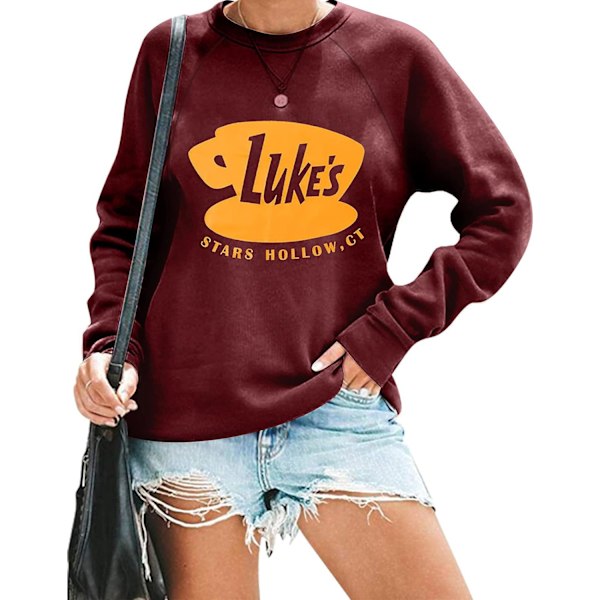 s Diner Sweatshirt Kvinnor Rolig Grafisk T-shirt Långärmad Stjärnor Ihålig Pullover Lätt Fall Toppar Brun XX-Large