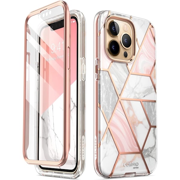 lason Cosmo Series Skal för iPhone 13 Pro Max 6,7 tum (2021 Release), Slim Full-Body Stylish Skyddande Skal med Bui Marmor