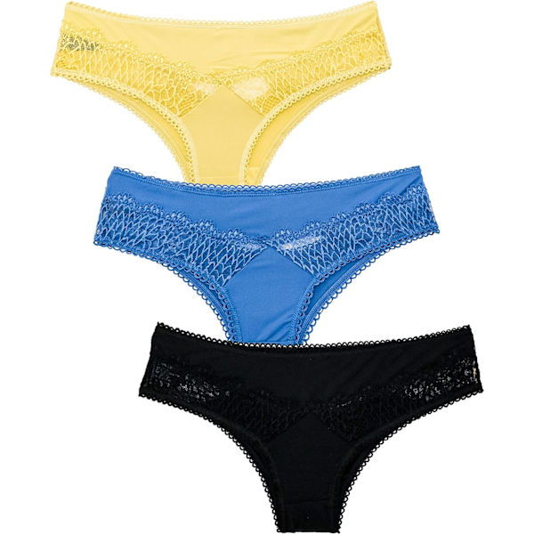 ODY Sexiga trosor för kvinnor spets bak nyckelhålsunderkläder små - 3X Plus storlek 3-pack midnatt bak stor