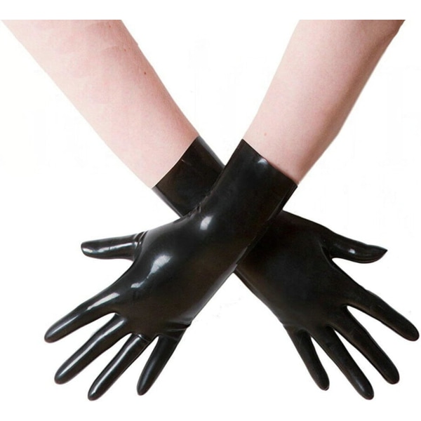 L Svarta latexhandskar för kvinnor män, Handskar av naturgummi Cosplay Kostym Party Clubwear Svart, Kort-m